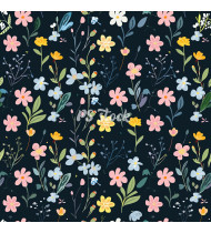 Spring Patterns in Modern Flat Line Style - Hand-Drawn Vector Illustration