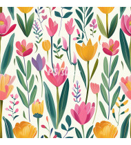 Spring Patterns in Modern Flat Line Style - Hand-Drawn Vector Illustration