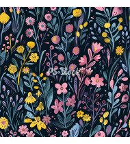 Spring Patterns in Modern Flat Line Style - Hand-Drawn Vector Illustration