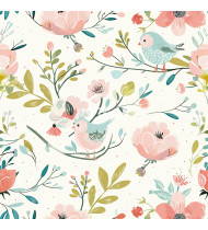 Spring Patterns in Modern Flat Line Style - Hand-Drawn Vector Illustration