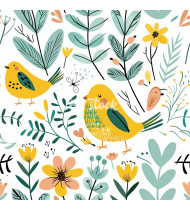 Spring Patterns in Modern Flat Line Style - Hand-Drawn Vector Illustration