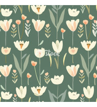 Spring Patterns in Modern Flat Line Style - Hand-Drawn Vector Illustration