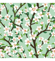 Spring Patterns in Modern Flat Line Style - Hand-Drawn Vector Illustration