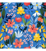 Spring Patterns in Modern Flat Line Style - Hand-Drawn Vector Illustration