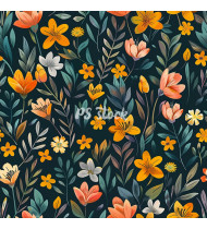 Spring Patterns in Modern Flat Line Style - Hand-Drawn Vector Illustration