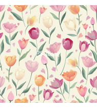 Spring Patterns in Modern Flat Line Style - Hand-Drawn Vector Illustration