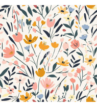 Spring Patterns in Modern Flat Line Style - Hand-Drawn Vector Illustration