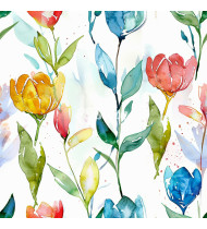 Spring Patterns in Modern Flat Line Style - Hand-Drawn Vector Illustration