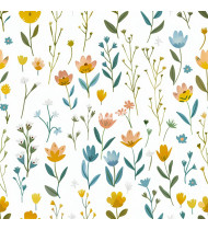 Spring Patterns in Modern Flat Line Style - Hand-Drawn Vector Illustration