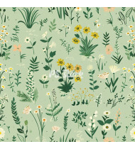 Spring Patterns in Modern Flat Line Style - Hand-Drawn Vector Illustration