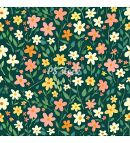 Spring Patterns in Modern Flat Line Style - Hand-Drawn Vector Illustration