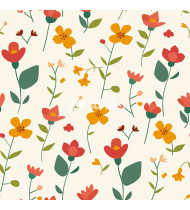 Spring Patterns in Modern Flat Line Style - Hand-Drawn Vector Illustration