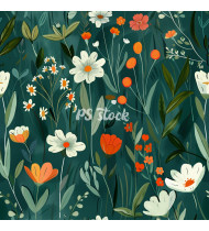 Spring Patterns in Modern Flat Line Style - Hand-Drawn Vector Illustration