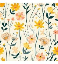 Spring Patterns in Modern Flat Line Style - Hand-Drawn Vector Illustration