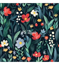 Spring Patterns in Modern Flat Line Style - Hand-Drawn Vector Illustration