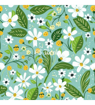 Spring Patterns in Modern Flat Line Style - Hand-Drawn Vector Illustration