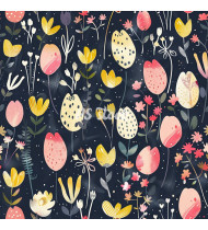 Spring Patterns in Modern Flat Line Style - Hand-Drawn Vector Illustration