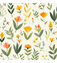 Spring Patterns in Modern Flat Line Style - Hand-Drawn Vector Illustration