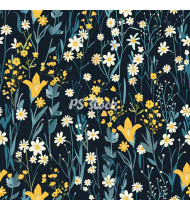 Spring Patterns in Modern Flat Line Style - Hand-Drawn Vector Illustration