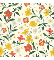 Spring Patterns in Modern Flat Line Style - Hand-Drawn Vector Illustration