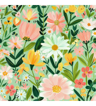 Spring Patterns in Modern Flat Line Style - Hand-Drawn Vector Illustration