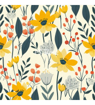 Spring Patterns in Modern Flat Line Style - Hand-Drawn Vector Illustration