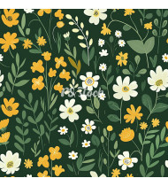 Spring Patterns in Modern Flat Line Style - Hand-Drawn Vector Illustration