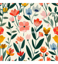 Spring Patterns in Modern Flat Line Style - Hand-Drawn Vector Illustration