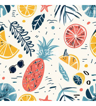 Summer Patterns in Modern Flat Line Style - Hand-Drawn Vector Illustration