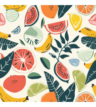 Summer Patterns in Modern Flat Line Style - Hand-Drawn Vector Illustration