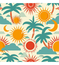 Summer Patterns in Modern Flat Line Style - Hand-Drawn Vector Illustration