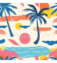 Summer Patterns in Modern Flat Line Style - Hand-Drawn Vector Illustration