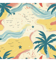 Summer Patterns in Modern Flat Line Style - Hand-Drawn Vector Illustration