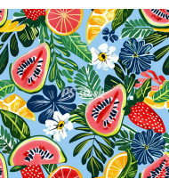 Summer Patterns in Modern Flat Line Style - Hand-Drawn Vector Illustration