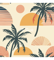 Summer Patterns in Modern Flat Line Style - Hand-Drawn Vector Illustration