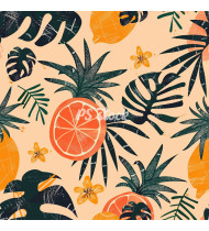 Summer Patterns in Modern Flat Line Style - Hand-Drawn Vector Illustration