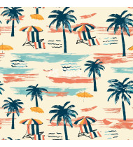 Summer Patterns in Modern Flat Line Style - Hand-Drawn Vector Illustration