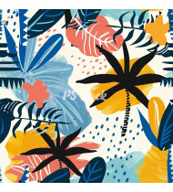 Summer Patterns in Modern Flat Line Style - Hand-Drawn Vector Illustration