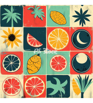 Summer Patterns in Modern Flat Line Style - Hand-Drawn Vector Illustration