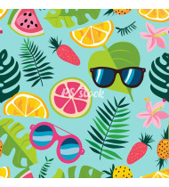 Summer Patterns in Modern Flat Line Style - Hand-Drawn Vector Illustration