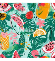 Summer Patterns in Modern Flat Line Style - Hand-Drawn Vector Illustration