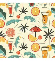 Summer Patterns in Modern Flat Line Style - Hand-Drawn Vector Illustration