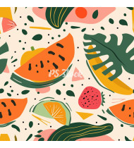 Summer Patterns in Modern Flat Line Style - Hand-Drawn Vector Illustration