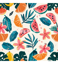 Summer Patterns in Modern Flat Line Style - Hand-Drawn Vector Illustration