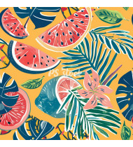 Summer Patterns in Modern Flat Line Style - Hand-Drawn Vector Illustration