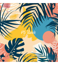 Summer Patterns in Modern Flat Line Style - Hand-Drawn Vector Illustration