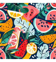 Summer Patterns in Modern Flat Line Style - Hand-Drawn Vector Illustration