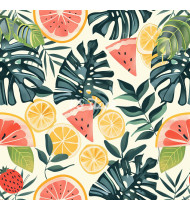 Summer Patterns in Modern Flat Line Style - Hand-Drawn Vector Illustration