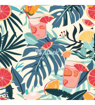 Summer Patterns in Modern Flat Line Style - Hand-Drawn Vector Illustration