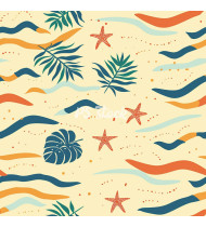 Summer Patterns in Modern Flat Line Style - Hand-Drawn Vector Illustration